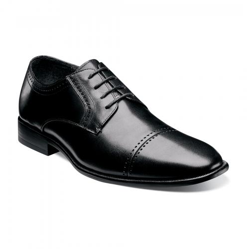 Stacy Adams "Langham" Black Genuine Leather Cap-Toe Shoes 24947